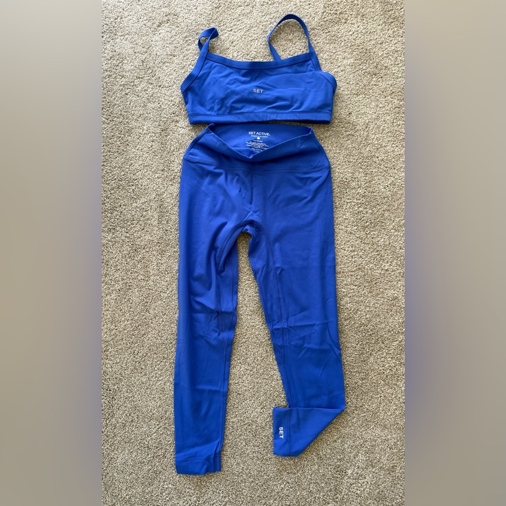 SET Active Blue Sports Bra and Leggings Set
